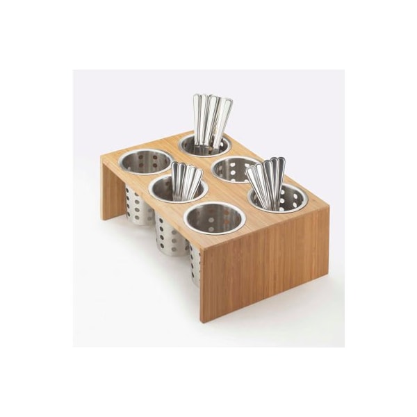 Cal Mil Plastics Cal-Mil Bamboo 3 Cylinder Display 16inW x 5-1/2inD x 6inH - 1425-3-60