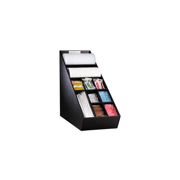 Dispense Rite Dispense-Rite Countertop Lid, Straw & Condiment Organizer - Narrow, Black - NLO-1B