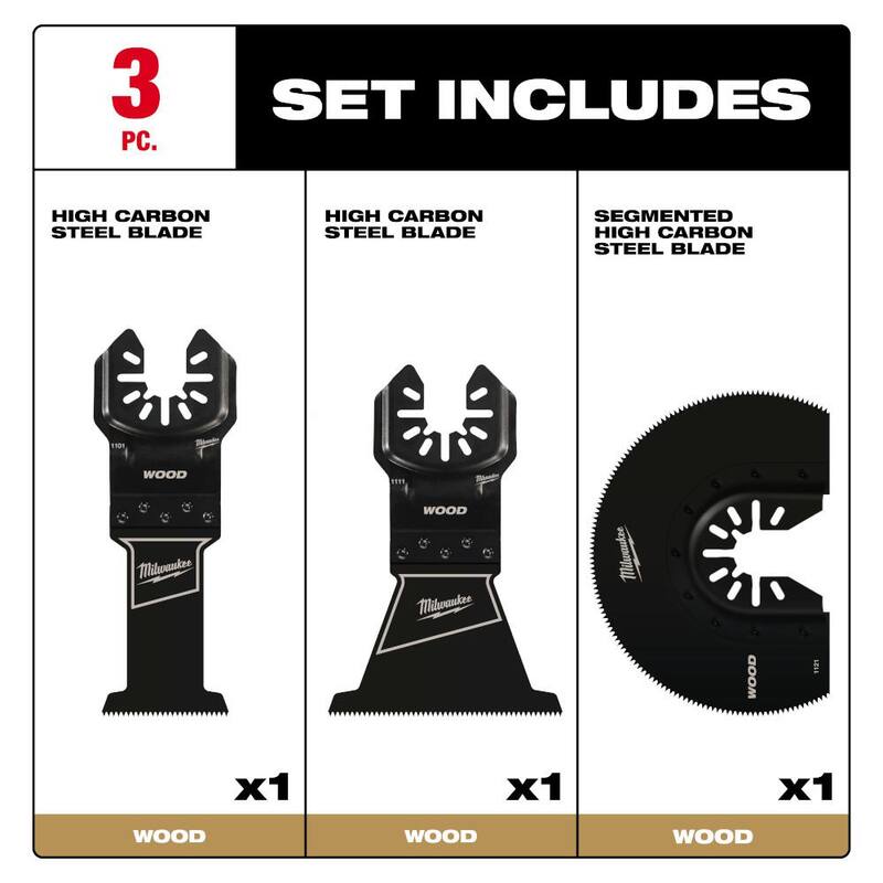 Kit de hojas para corte de madera oscilante para herramienta múltiple Milwaukee (3 piezas) - 49-10-9004