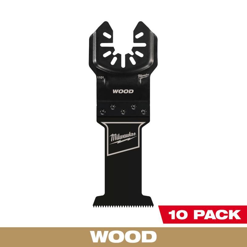 Hoja oscilante para multi-herramienta de corte de madera de ajuste universal de acero de alto carbono de 1-3/8 pulgadas de Milwaukee (paquete de 10) -  49-25-1100