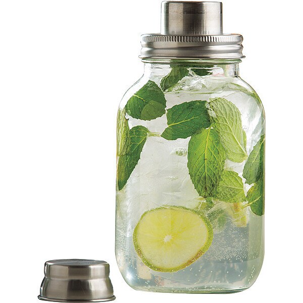 Tablecraft Mason Jar Glass Cktail Shkr SS Top, 30OZ - MJS30