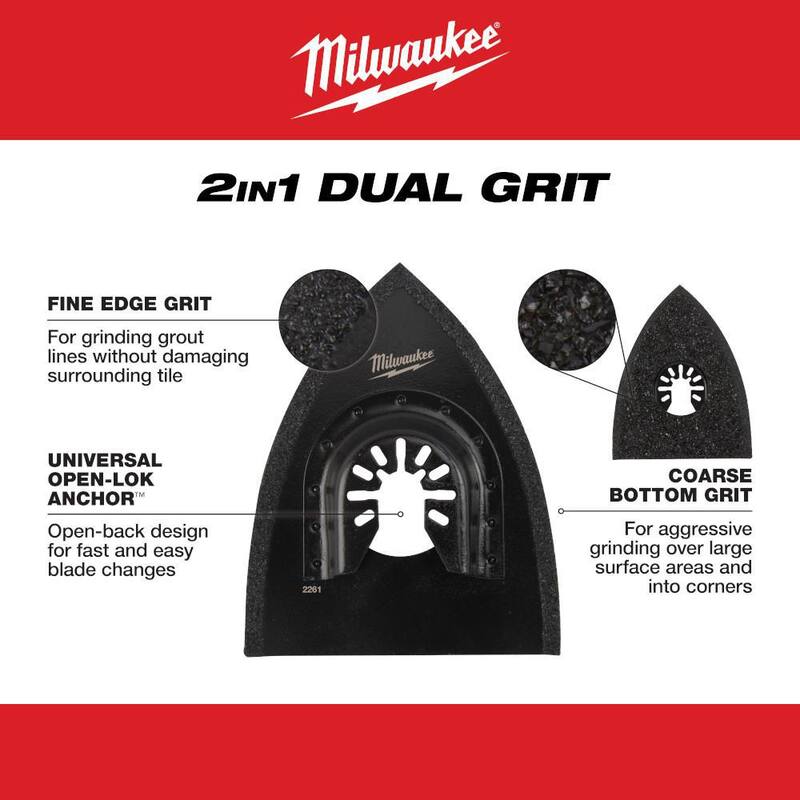 Milwaukee 3 pulgadas Hoja Universal de Carburo 2 en 1 con Grit Híbrido Bi-Metal para Trabajo de Azulejo Herramienta Oscilante Multiuso (1 pieza) - 49-25-2261