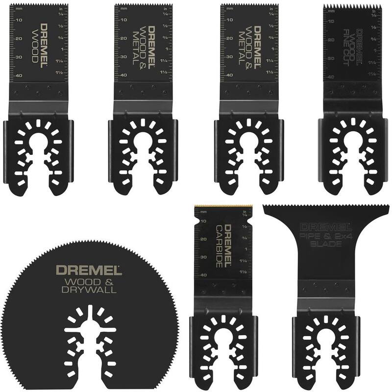 Kit de hojas universales de carburo/BiM/HCS para herramienta multifuncional oscilante (7 piezas) - MM497U