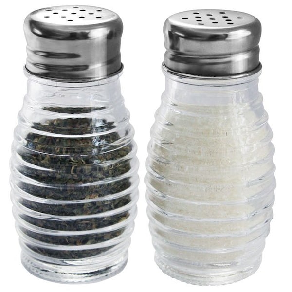 Hds Trading Beehive 2 Piece Glass Salt and Pepper Set with Stainless Steel Sifter Tops - ZOR95900