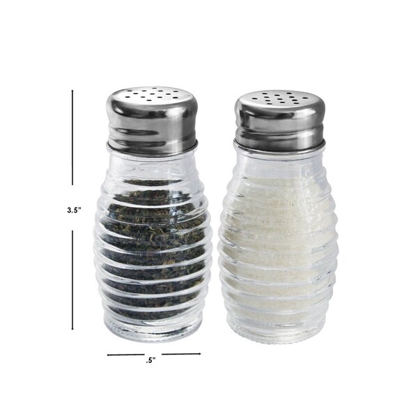 Hds Trading Beehive 2 Piece Glass Salt and Pepper Set with Stainless Steel Sifter Tops - ZOR95900