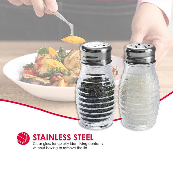 Hds Trading Beehive 2 Piece Glass Salt and Pepper Set with Stainless Steel Sifter Tops - ZOR95900