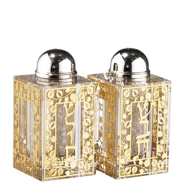 Schonfeld Collection Schonfeld Collection 153854 3 x 1.5 in. Salt & Pepper Set; Jerusalem Gold with Broken Glass - 153854