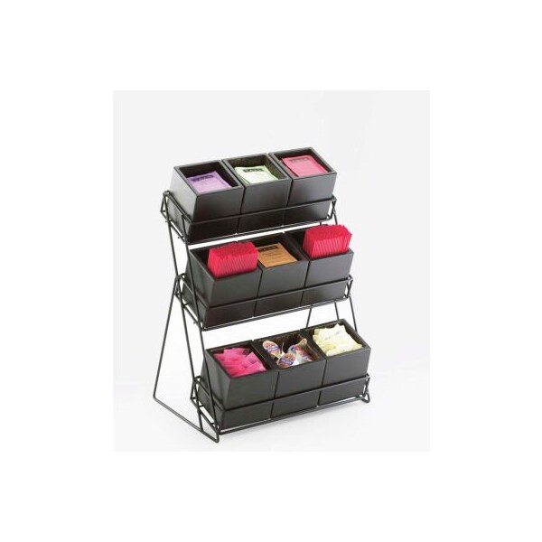 Cal Mil Plastics Cal-Mil 1817-96 Midnight 9 Bin Tiered Display 13"W x 9-1/2"D x 17-1/2"H - 1817-96
