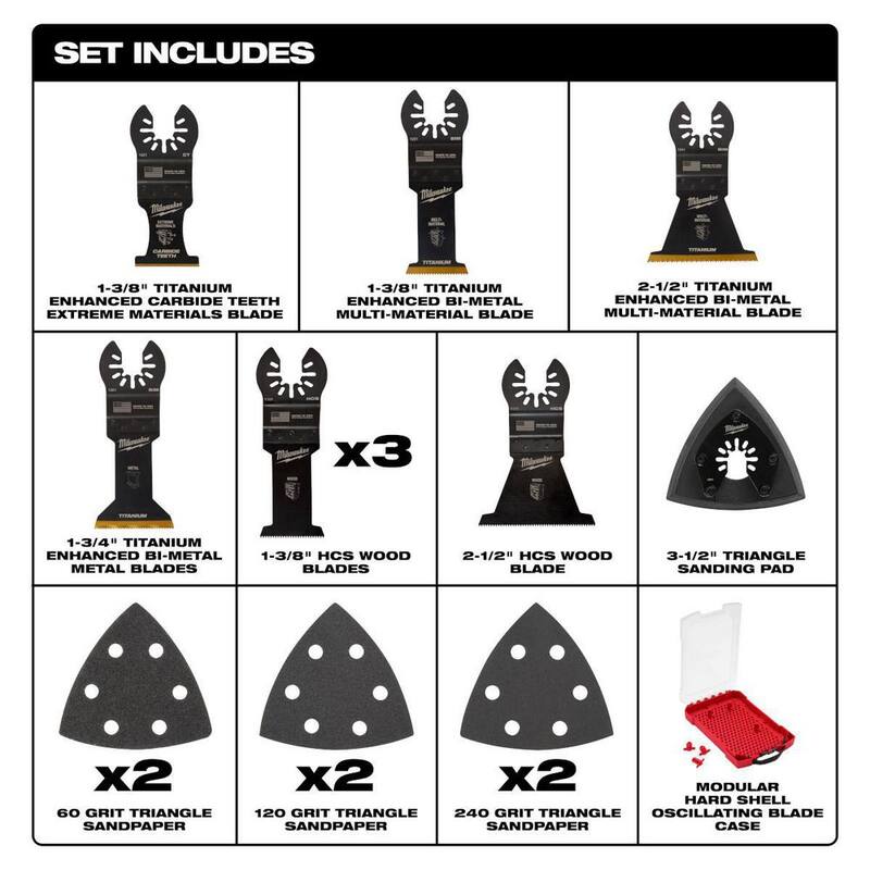 Set de cuchillas para herramienta multiusos oscilante de Milwaukee (20 piezas) - 49-10-9215-49-10-9211