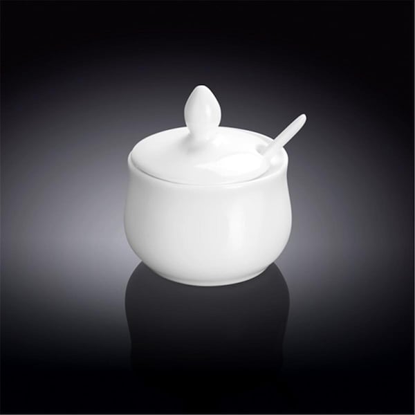 Wilmax 996083 130 ml Mustard Pot with Spoon, White, 72PK - WL-996083 / A