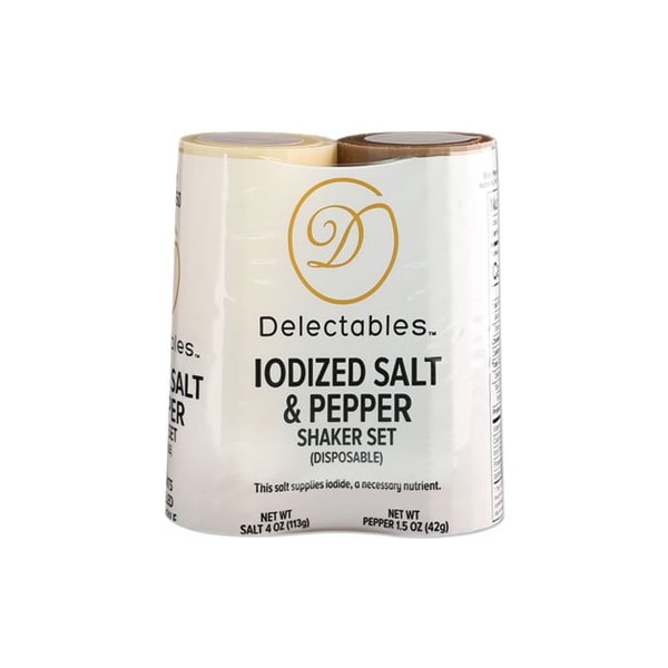 Del Disposables Salt And Pepper Shaker Combo, 4 Oz Salt Dispenser And 1.5 Oz Pepper Dispenser - GRN13060