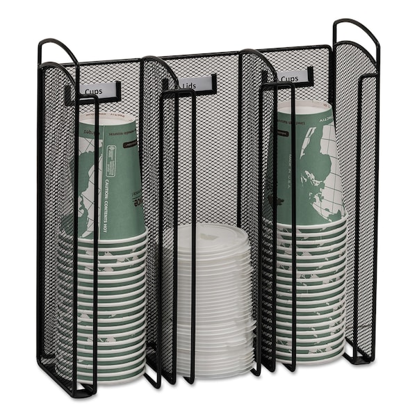 Safco Onyx Breakroom Organizers, 3 Comp, 12.75x4.5x13.25, Steel Mesh, Black - 3292BL