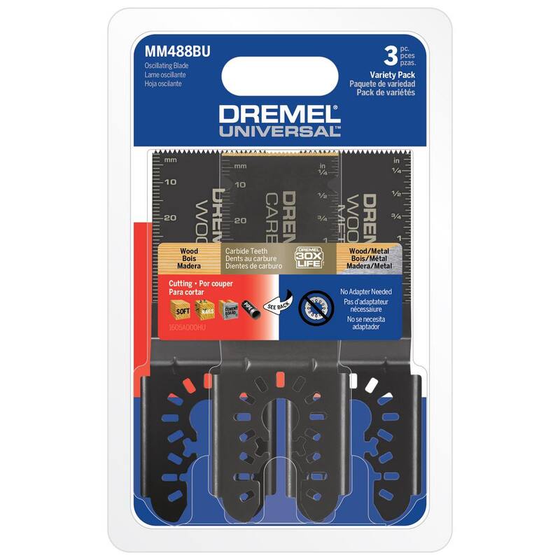 Kit de hojas universales para herramienta multifuncional oscilante de carburo/bimetálicas/madera de 1-1/4 pulgadas (3 piezas) - MM488BU
