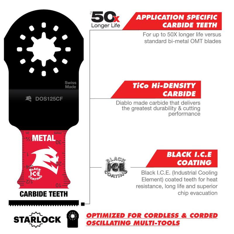DIABLO 1-1/4 in. AMPED Steel Demon Starlock Hoja Oscilante de Carburo con Dientes para Metal - DOS125CF