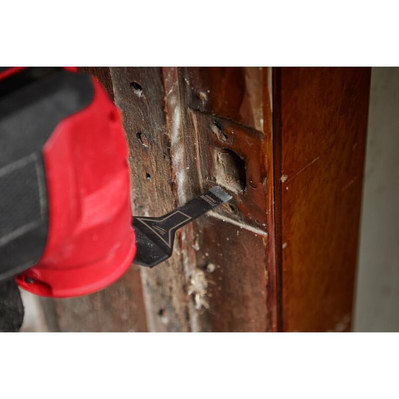 Cuchilla oscilante para herramienta múltiple Milwaukee de 3/8 pulgadas de titanio bimetálico de ajuste universal para corte de madera y metal (paquete de 1) - 49-25-1201