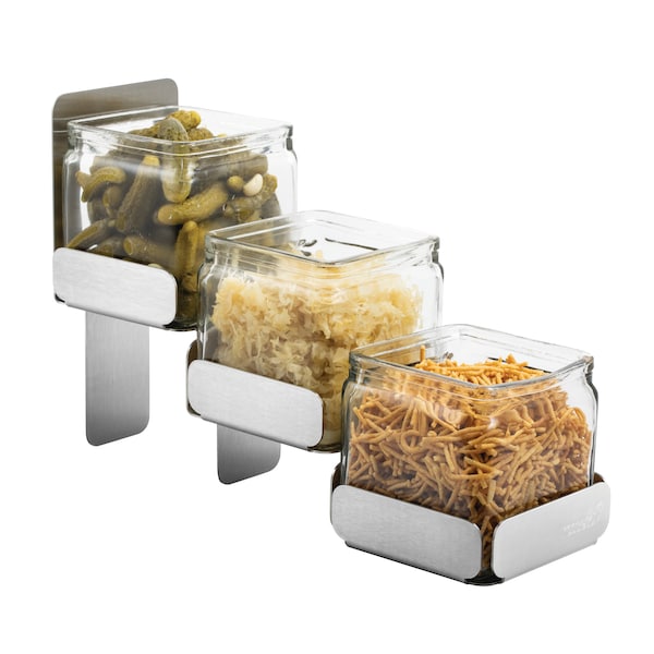 Rosseto Serving Solutions 3 Level Stainless Steel Condiment Station with 3 Glass Jars, 1 EA - SM324