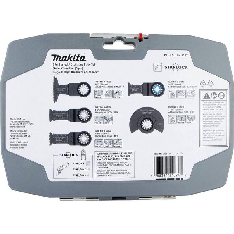 Juego de 5 cuchillas oscilantes Starlock de Makita - B-67197
