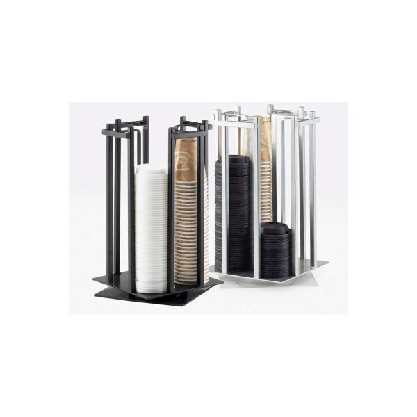 Cal Mil Plastics Cal-Mil 1133-74 One by One Rotating Cup and Lid Organizer 10"W x 10"D x 15-3/4"H Platinum - 1133-74