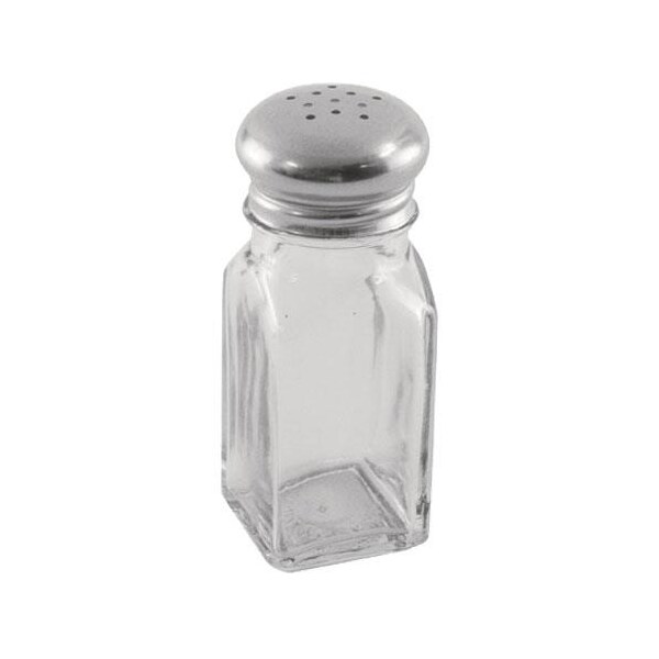 Winco 2 oz Square Glass Salt & Pepper Shaker - G-109