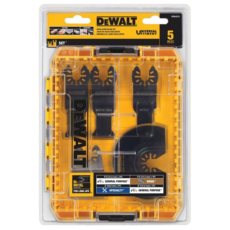 Juego de cuchillas oscilantes DEWALT (de 5 piezas) con almohadilla de lijado oscilante de regalo - DWA4216WDWA4200