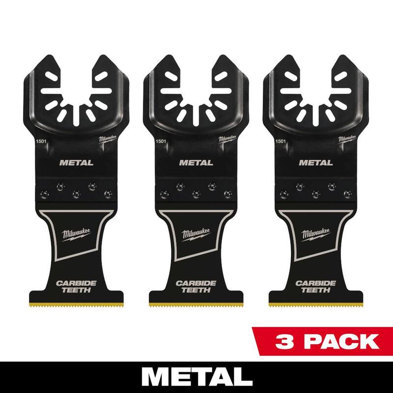 Milwaukee 1-3/8 pulgadas Carbide Universal Fit Extreme Metal Cutting Multi-Tool Oscillating Blade (Paquete de 3) - 49-25-1503.