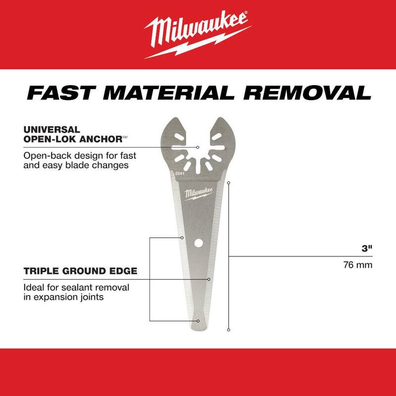 Milwaukee 3 pulgadas Hoja multifuncional oscilante cortadora de sellador cónico de acero inoxidable (5 piezas) - 49-25-2241