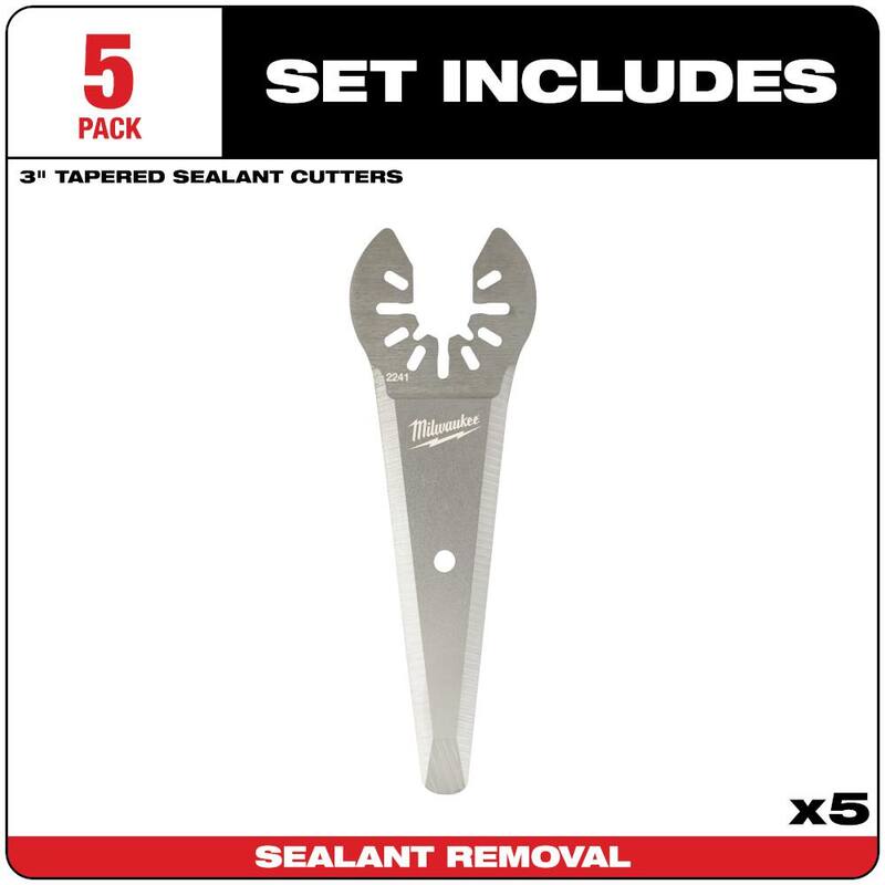 Milwaukee 3 pulgadas Hoja multifuncional oscilante cortadora de sellador cónico de acero inoxidable (5 piezas) - 49-25-2241