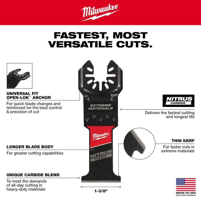 Cuchilla de herramienta múltiple oscilante Milwaukee 1-3/8 pulg. Nitrus Carbide Universal Fit Extreme Materials Cutting (paquete de 10) - 49-25-1579