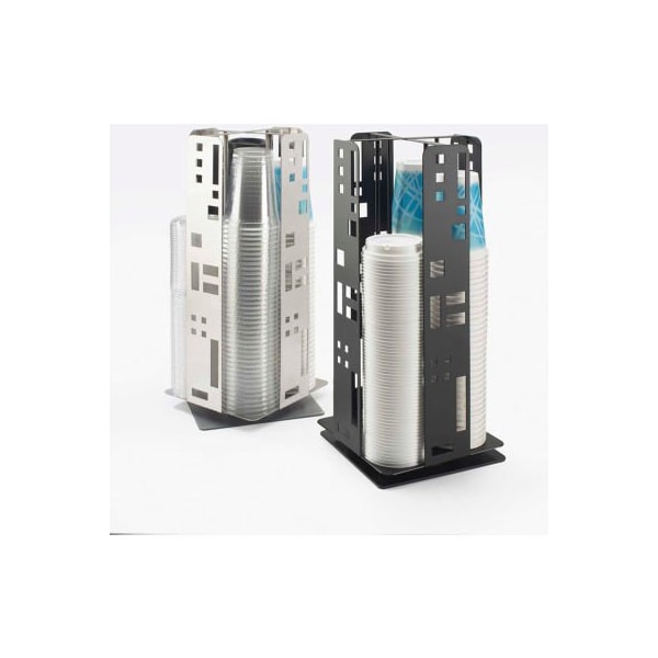 Cal Mil Plastics Cal-Mil 1615-55 Squared Revolving Cup & Lid Dispenser 8-1/4"W x 8-1/4"D x 18-1/4"H Stainless Steel - 1615-55