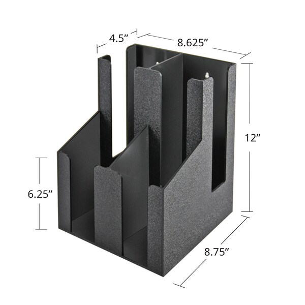 Azar Displays Two-Tier, Four Compartment Organizer for Plastic Cups and Lids, Black - 400314