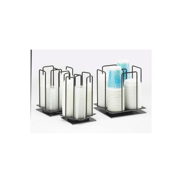 Cal Mil Plastics Cal-Mil 1212-3 Rotating Iron Lid / Ramekin Organizer Up to 3" Diameter 6-1/2"W x 6-1/2"D x 9-1/4"H - 1212-3