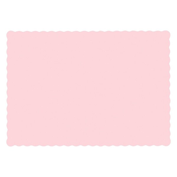 Hoffmaster 10" x 14" Scalloped Pink Paper Placemats, PK1000 - 310558
