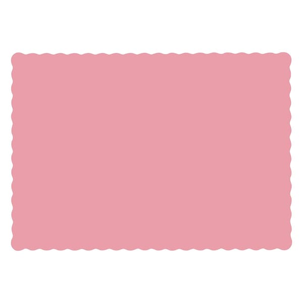 Hoffmaster 10" x 14" Scalloped Dusty Rose Pink Paper Placemats, PK1000 - 310525