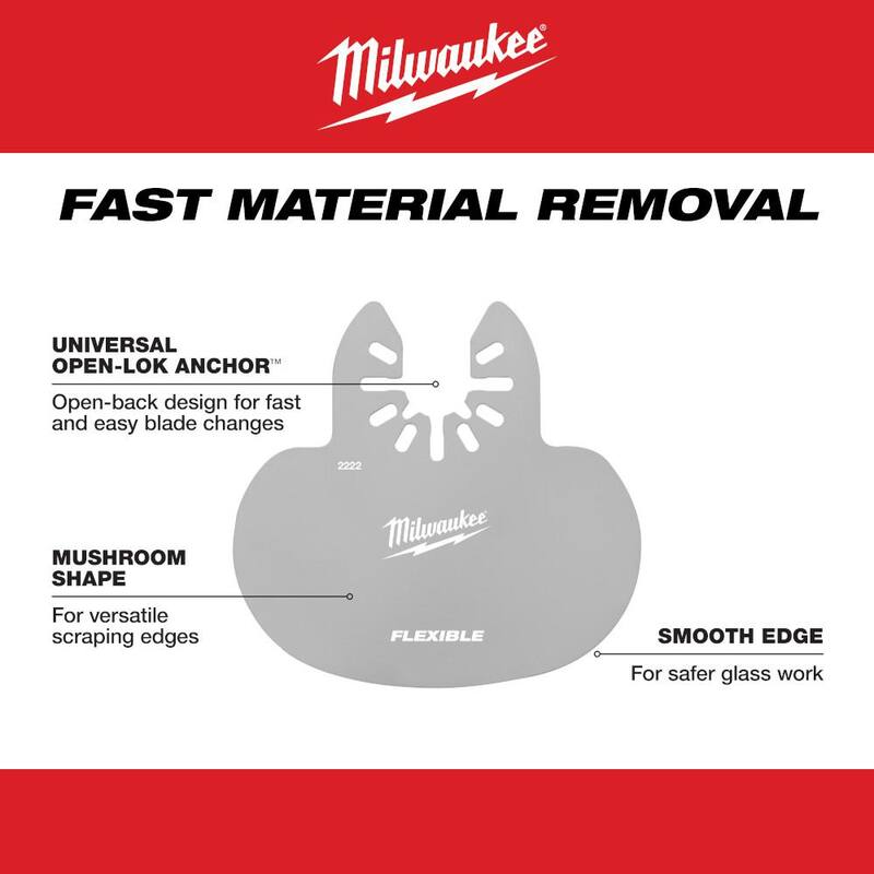 Cortador flexible de masilla y calafateo en forma de hongo de acero inoxidable de Milwaukee Herramienta multiusos con hoja oscilante (5 piezas) - 49-25-2222