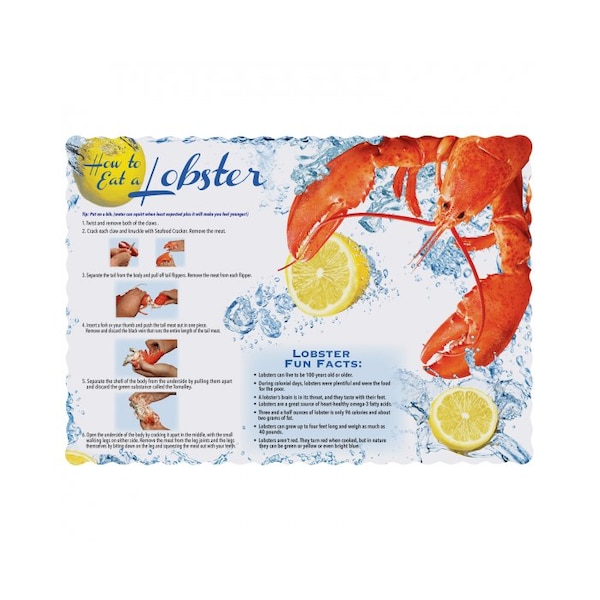 Hoffmaster 10" x 14" Scalloped Lobster Facts Paper Placemats, PK1000 - 311128