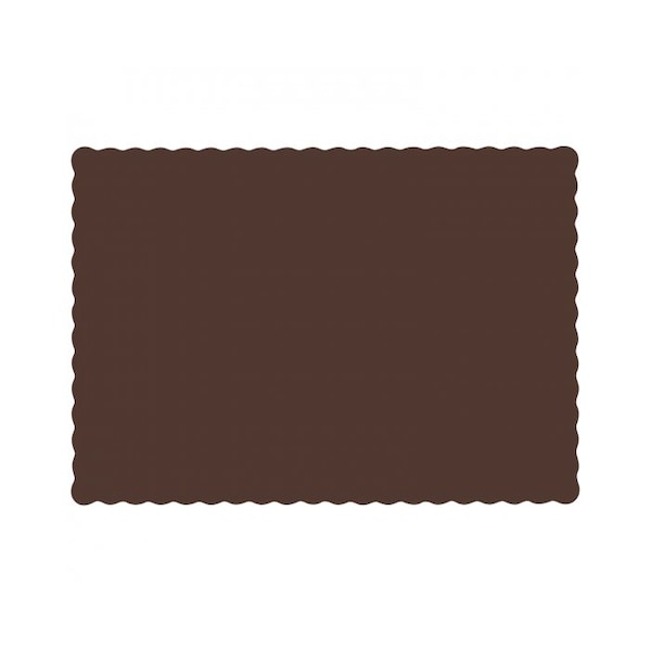 Hoffmaster 10" x 14" Scalloped Chocolate Brown Paper Placemats, PK1000 - 310561