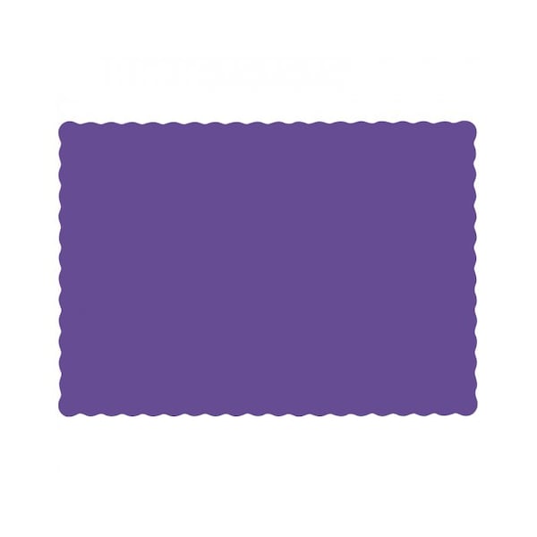 Hoffmaster 10" x 14" Scalloped Purple Paper Placemats, PK1000 - 310557
