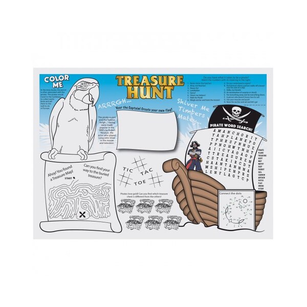 Hoffmaster 10" x 14" Seashore Games Multipack Paper Placemats, PK1000 - 702088