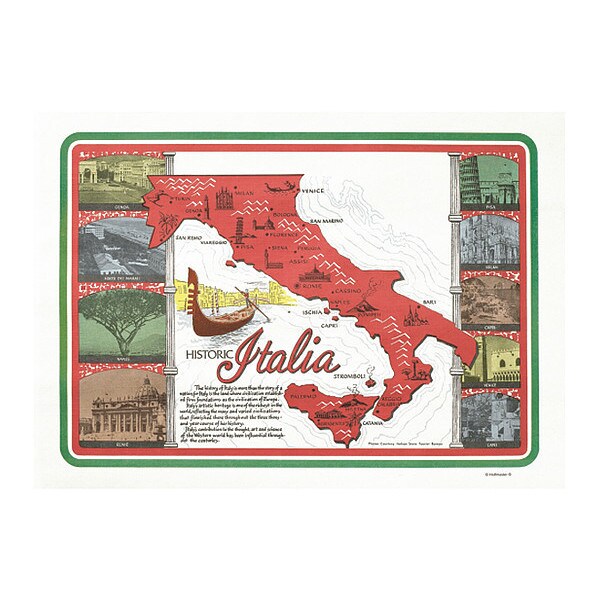 Hoffmaster 10" x 14" Historic Italia Paper Placemats, PK1000 - 702022