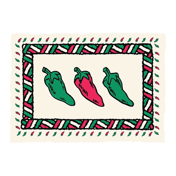 Hoffmaster 10" x 14" Burnt Edge Chili Peppers Paper Placemats, PK1000 - 310648