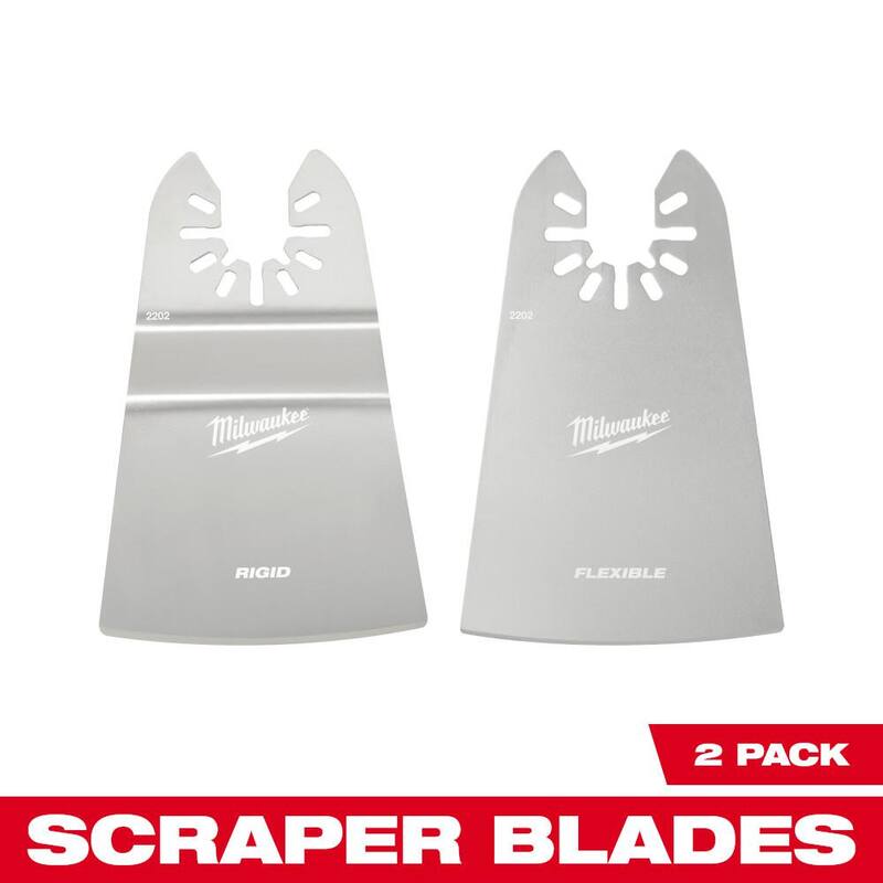 Milwaukee 2 in. Kit de cuchillas oscilantes para raspador de ajuste universal de acero inoxidable Rígido/Flexible para herramienta múltiple (2 piezas) - 49-25-2202