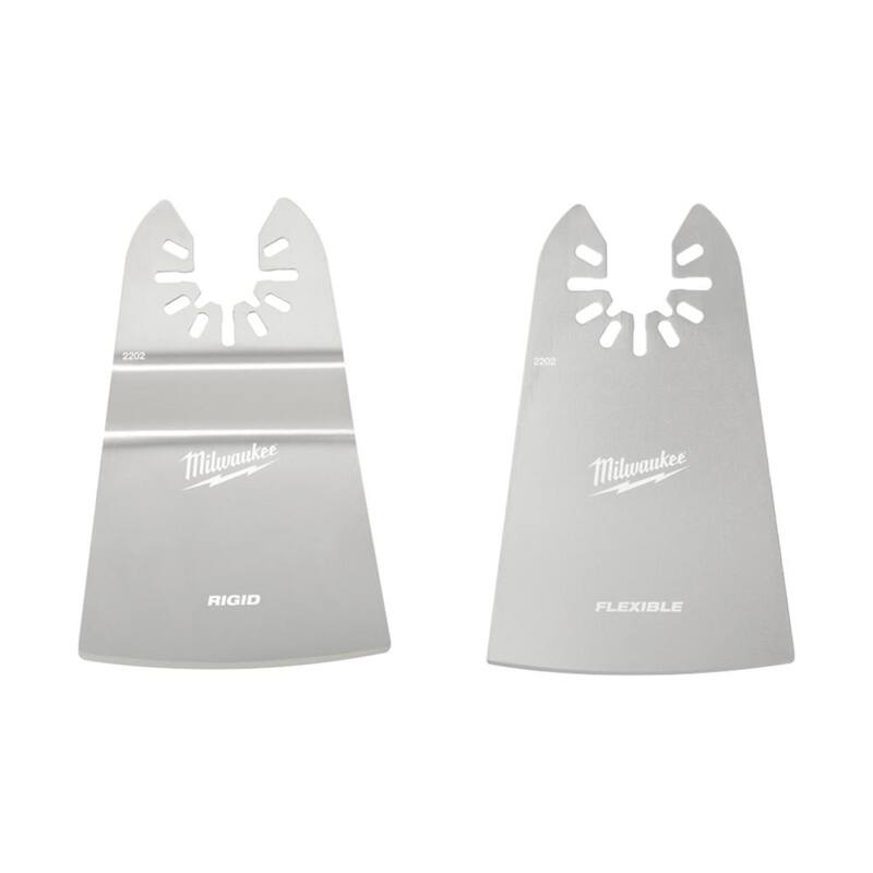 Milwaukee 2 in. Kit de cuchillas oscilantes para raspador de ajuste universal de acero inoxidable Rígido/Flexible para herramienta múltiple (2 piezas) - 49-25-2202