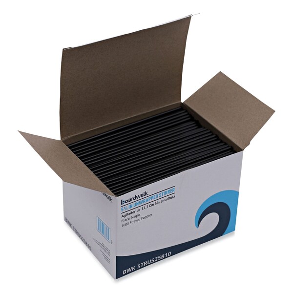 Boardwalk Stir-Straw 5-1/4", Black, PK10000 - BWK STRU525B10