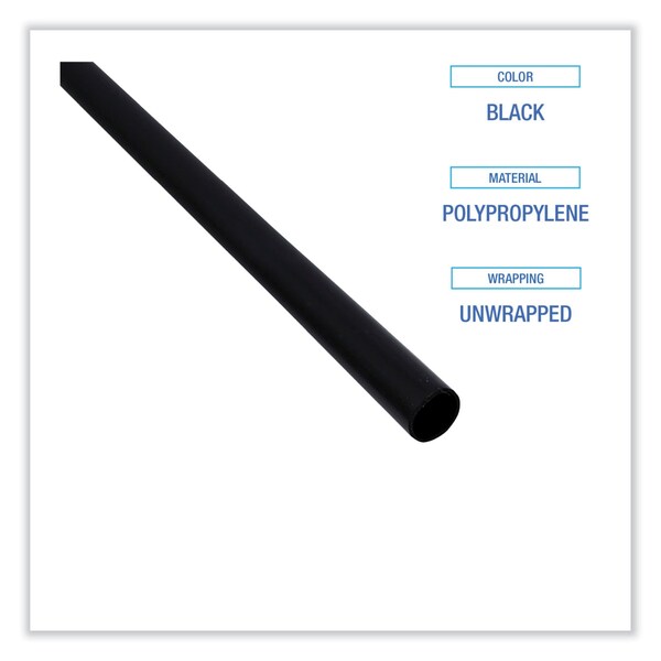 Boardwalk Stir-Straw 5-1/4", Black, PK10000 - BWK STRU525B10
