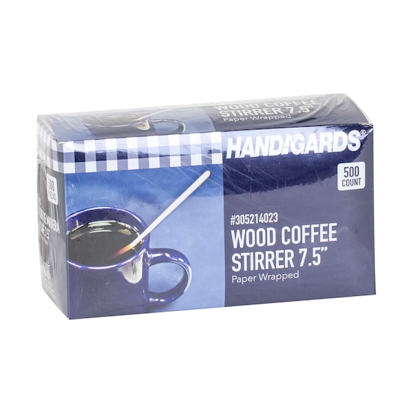 Handgards Handgards 7.5" Individually Wrapped Wood Coffee Stirrer, PK5000 - 305214023