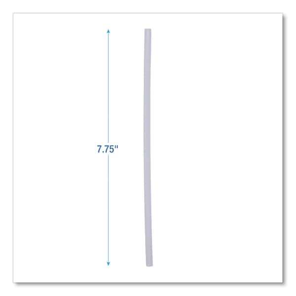 Boardwalk Jumbo Straws, 7 3/4", Plastic, Translucent, Unwrapped, PK12500 - BWKJSTU775T50