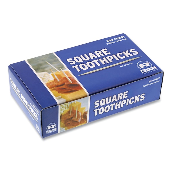 Amercareroyal Square Wood Toothpicks, 2 3/4", Natural, PK19200 - RPP R820SQ