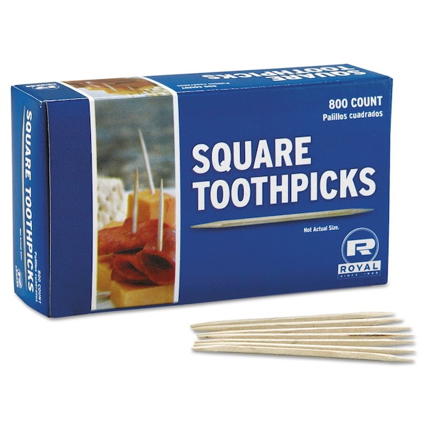 Amercareroyal Square Wood Toothpicks, 2 3/4", Natural, PK19200 - RPP R820SQ