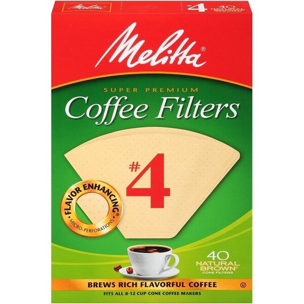 Melitta 3663648 4 Coffee Filter, Cone, Paper, Natural Brown - 63100