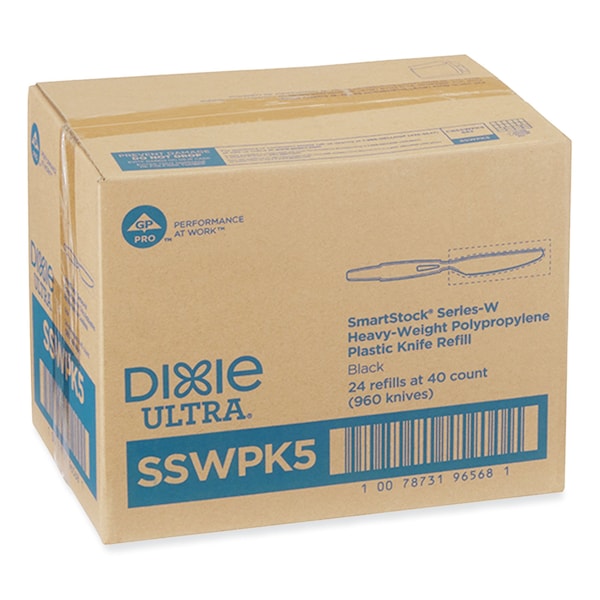 Dixie SmartStock Wrapped Heavy-Weight Cutlery Refill, Knife, Black, PK960, 960PK - SSWPK5